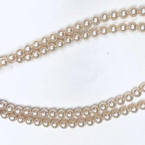 ✨ Vintage 1950s Cream Pearl Necklace – Double Strand, Rhinestone Clasp (USA)